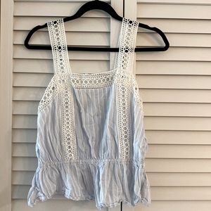 H&M blue & white striped dainty tank size 8